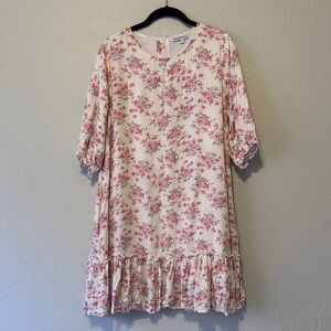 Yakira Bella Floral Midi Dress in Pink and Cream